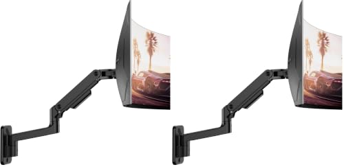 ARES Wing Wall Mount Monitor Arm for 17-49 Inch Ultrawide Screens, Heavy Duty Monitor Mount Holds 44 lbs, Fully Adjustable Gas Spring Wall Mount, 75x75/100x100 VESA Mount