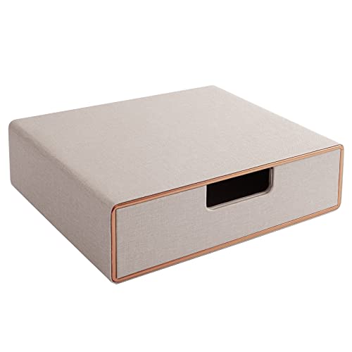 RHCSZ Fashion Multicolor Collocation Leather Desk Organizer File Cabinet Executive Office Supplies Desktop Filing A4 Contract Document Stackable Storage Box with 3 Drawers…