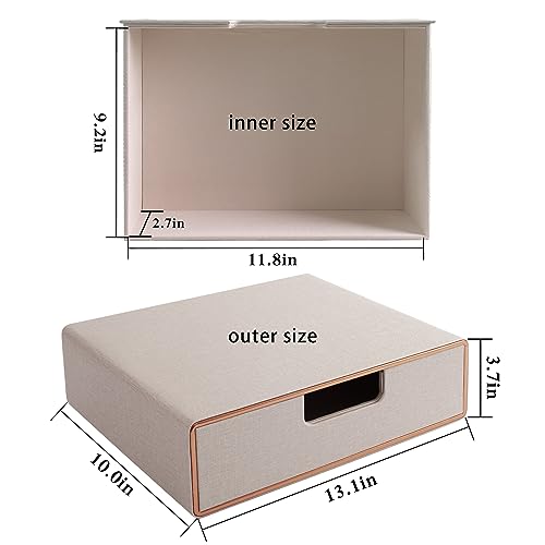 RHCSZ Fashion Multicolor Collocation Leather Desk Organizer File Cabinet Executive Office Supplies Desktop Filing A4 Contract Document Stackable Storage Box with 3 Drawers…