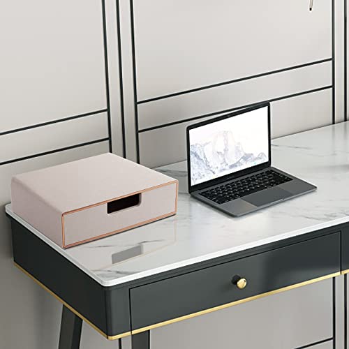 RHCSZ Fashion Multicolor Collocation Leather Desk Organizer File Cabinet Executive Office Supplies Desktop Filing A4 Contract Document Stackable Storage Box with 3 Drawers…