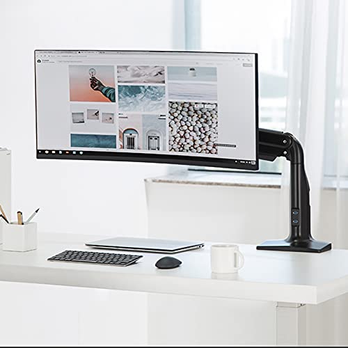 Universal TV Stand, Monitor Mount Bracket Single Monitor Stand Arm Gas Spring Monitor Desk Mount Stand with Dual USB Ports Heavy Monitor Mount for 17"-49" Screen, Hold Up to 39.6lbs Monitor