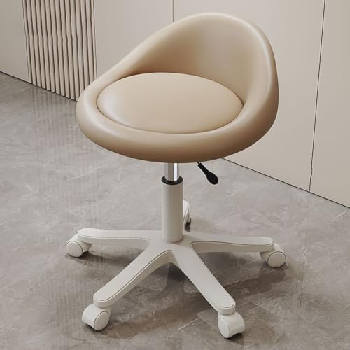 Height-Adjustable Rolling Swivel Stool with PU Leather Seat