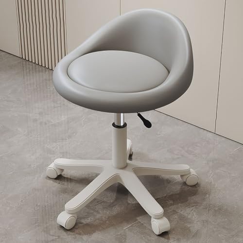 Height-Adjustable Rolling Swivel Stool with PU Leather Seat