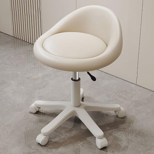 Height-Adjustable Rolling Swivel Stool with PU Leather Seat