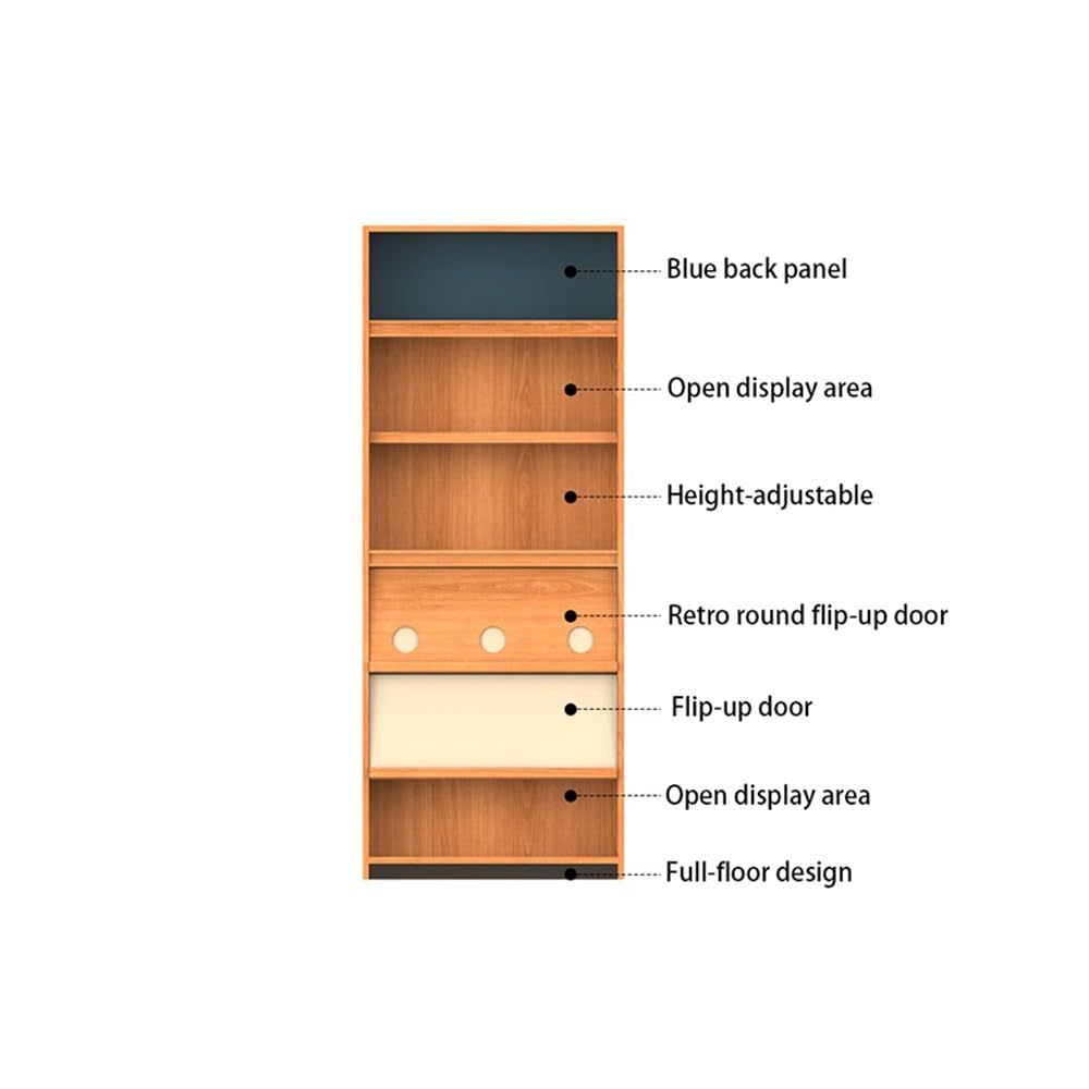 hezhuhe2258 Book Shelf Freely Combinable Bookcase Retro Minimalist Flip-Up Cabinet Display Storage Adjustable Shelves