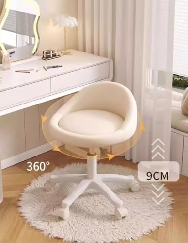 Rolling Stool - Height Adjustable Swivel Seat with Ultrasoft Wheels and PU Leather Cushion for Salon, Office, Age and Home