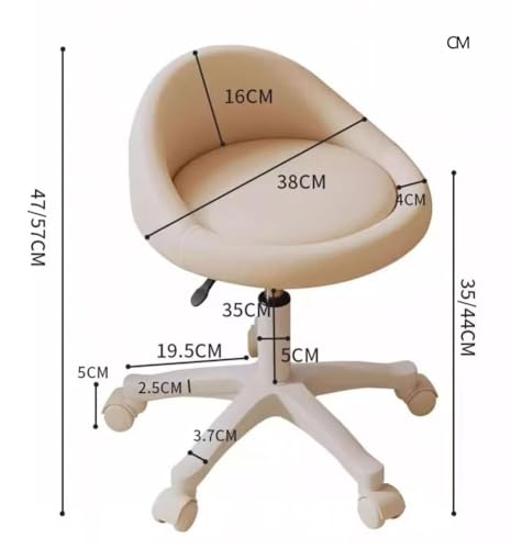 Rolling Stool - Height Adjustable Swivel Seat with Ultrasoft Wheels and PU Leather Cushion for Salon, Office, Age and Home