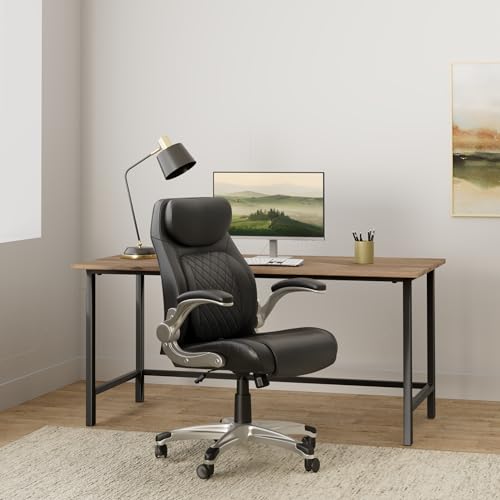 Nouhaus +Posture Ergonomic PU Leather Office Chair. Click5 Lumbar Support with FlipAdjust Armrests. Modern Executive Chair and Computer Desk Chair