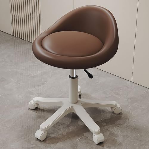 Height-Adjustable Rolling Swivel Stool with PU Leather Seat
