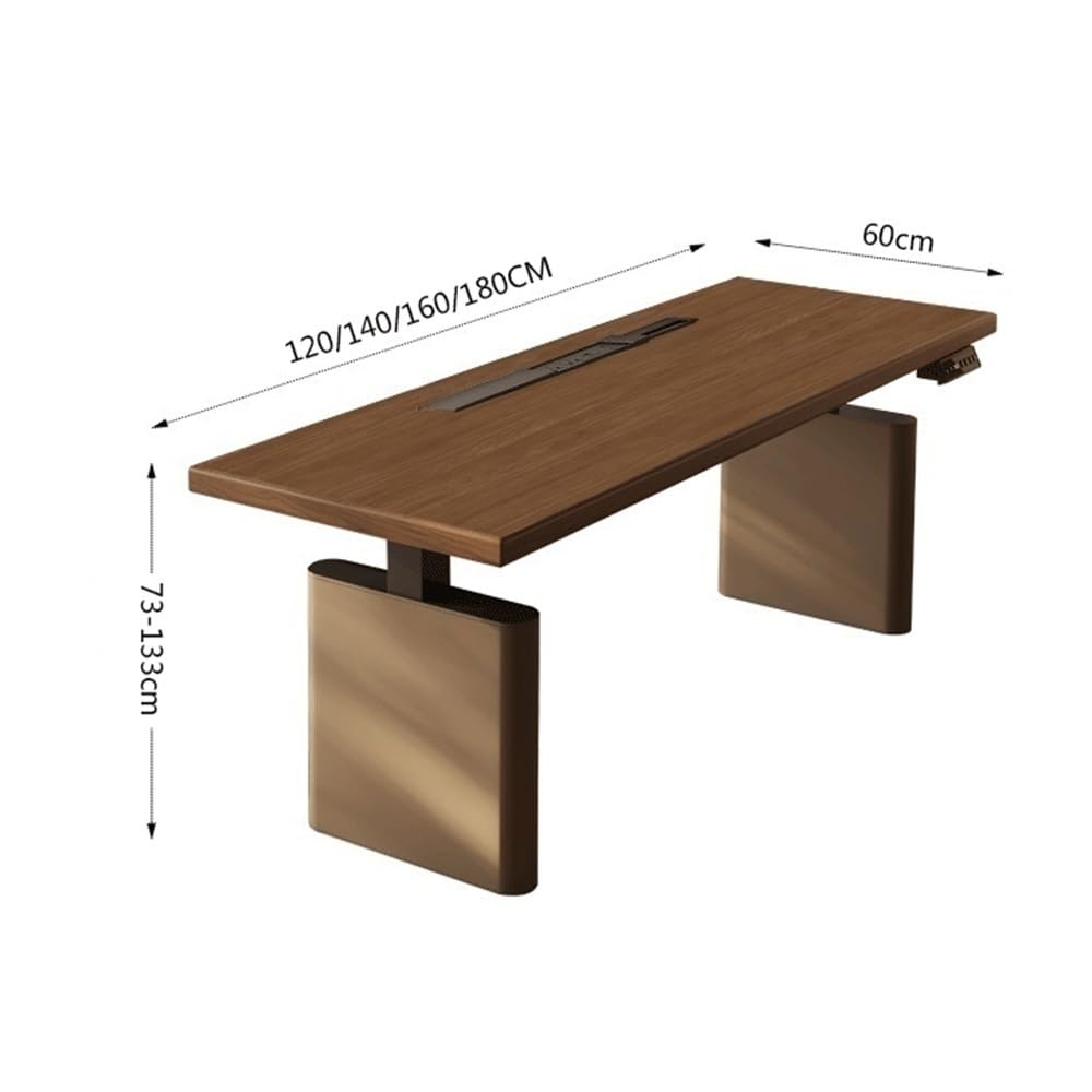 Electric Standing Desk with Adjustable Height and Charging Outlets, Walnut Top, Ideal for Home Office and Laptop Use