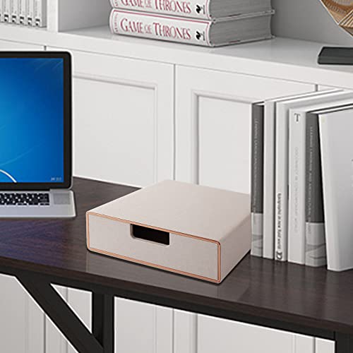 RHCSZ Fashion Multicolor Collocation Leather Desk Organizer File Cabinet Executive Office Supplies Desktop Filing A4 Contract Document Stackable Storage Box with 3 Drawers…