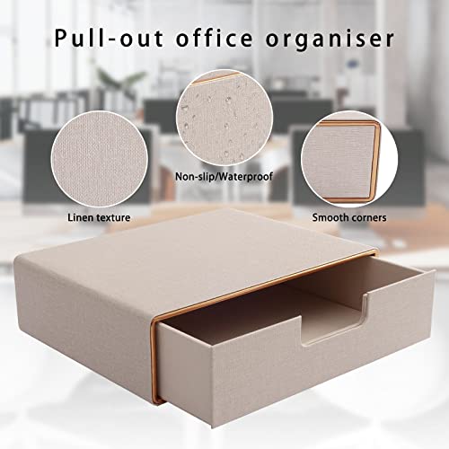 RHCSZ Fashion Multicolor Collocation Leather Desk Organizer File Cabinet Executive Office Supplies Desktop Filing A4 Contract Document Stackable Storage Box with 3 Drawers…