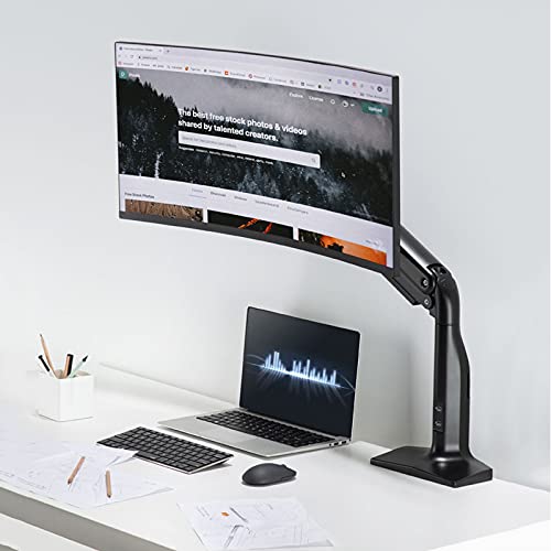 Universal TV Stand, Monitor Mount Bracket Single Monitor Stand Arm Gas Spring Monitor Desk Mount Stand with Dual USB Ports Heavy Monitor Mount for 17"-49" Screen, Hold Up to 39.6lbs Monitor