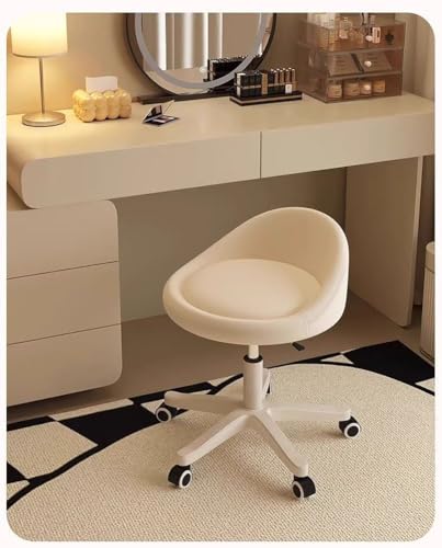 Rolling Stool - Height Adjustable Swivel Seat with Ultrasoft Wheels and PU Leather Cushion for Salon, Office, Age and Home