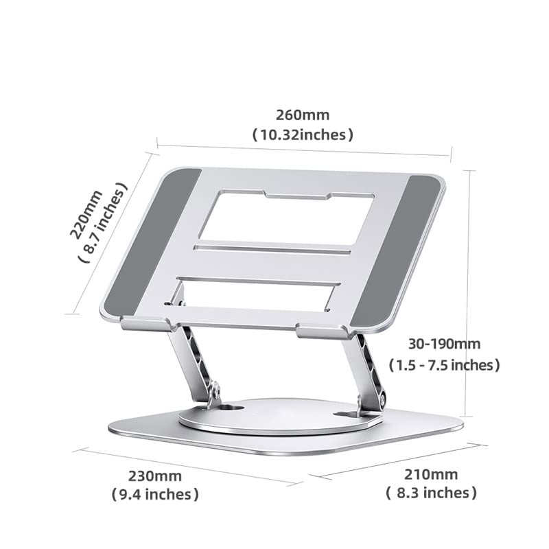 QERTYHJK Laptop Stand 360° Rotatable Notebook Holder Liftable Aluminum Alloy Compatible with