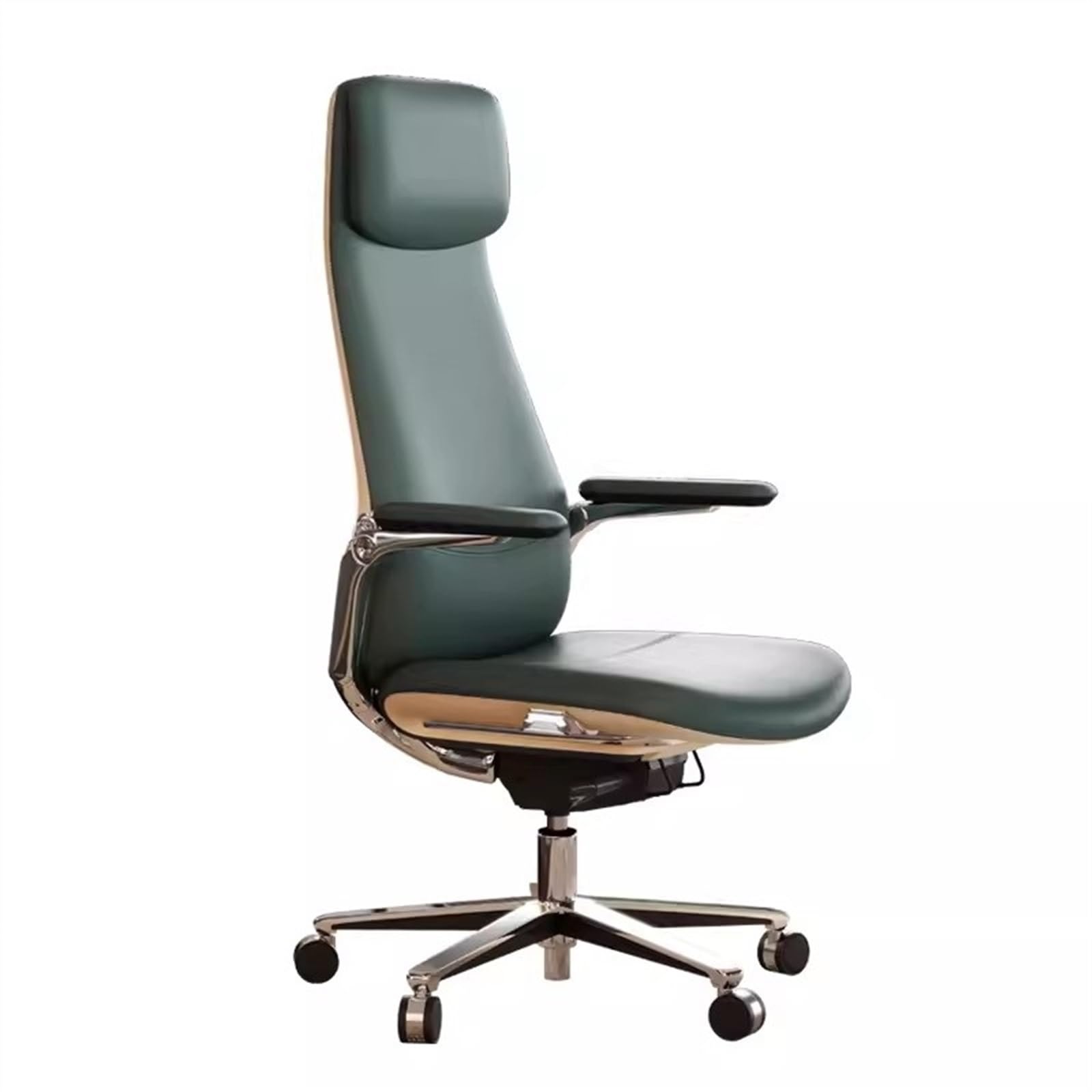 High-Back Leather Ergonomic Office Chair with Flip-Up Arms