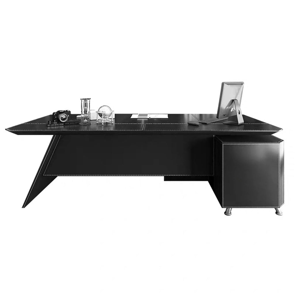 HONGYISHI L Shaped Desk with Drawer Cabinet, Executive Computer Desk L-Shaped Computer Desk Home Office Furniture Black