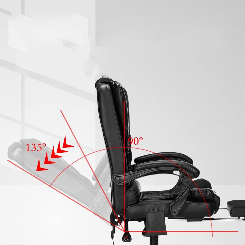 YNBJIL Adjustable Massage Office Chair Reclining High Back Chair Big Tall Leather Ergonomic Swivel Chair with Footrest