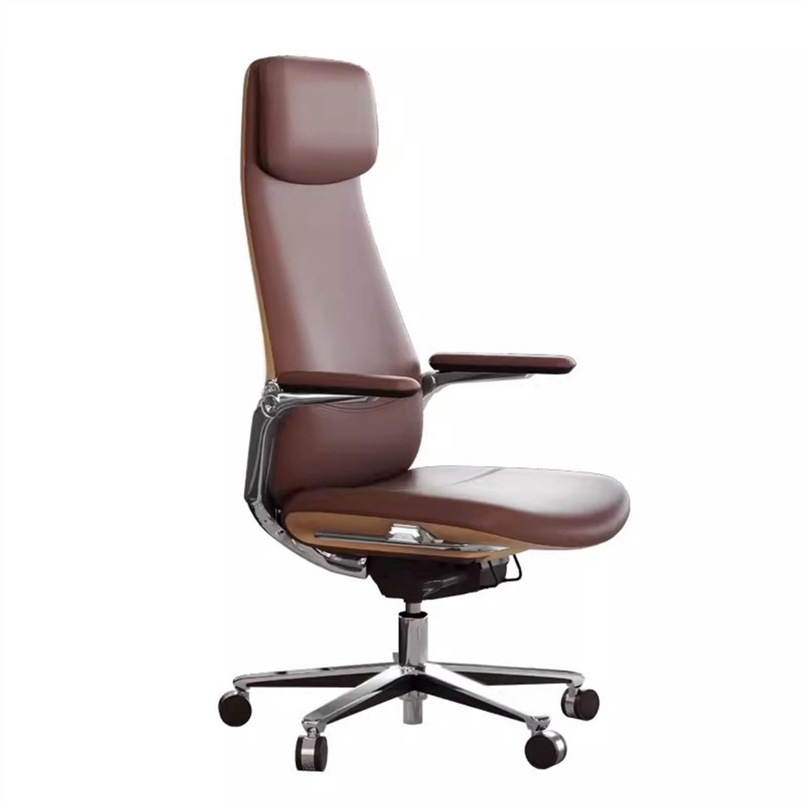 High-Back Leather Ergonomic Office Chair with Flip-Up Arms