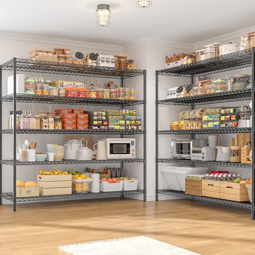 REIBII Storage Shelves 3200LBS Wire Shelving Unit 55.5" W Metal Shelving Garage Shelving Heavy Duty 5 Tier Metal Shelves for Storage Rack