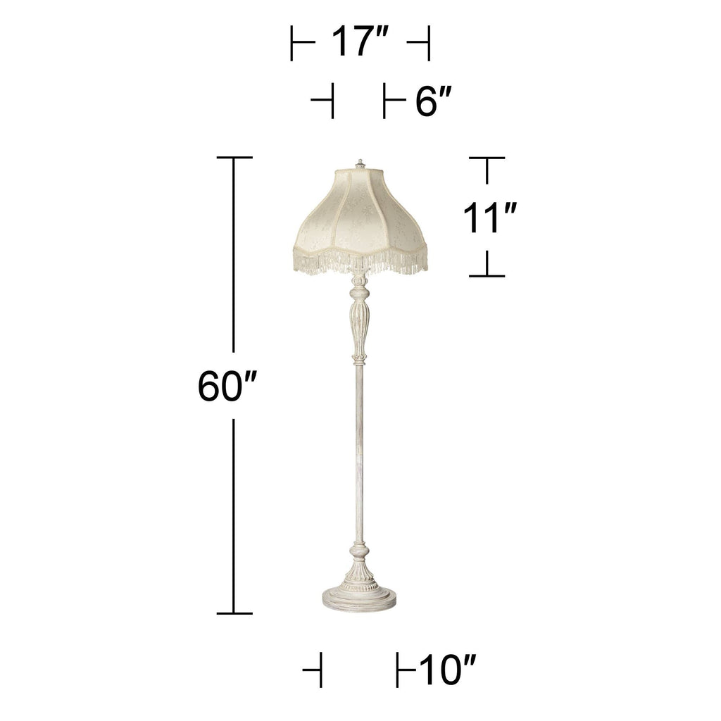 360 Lighting 60" Tall Scallop Shade Antique White Traditional Floor Lamp