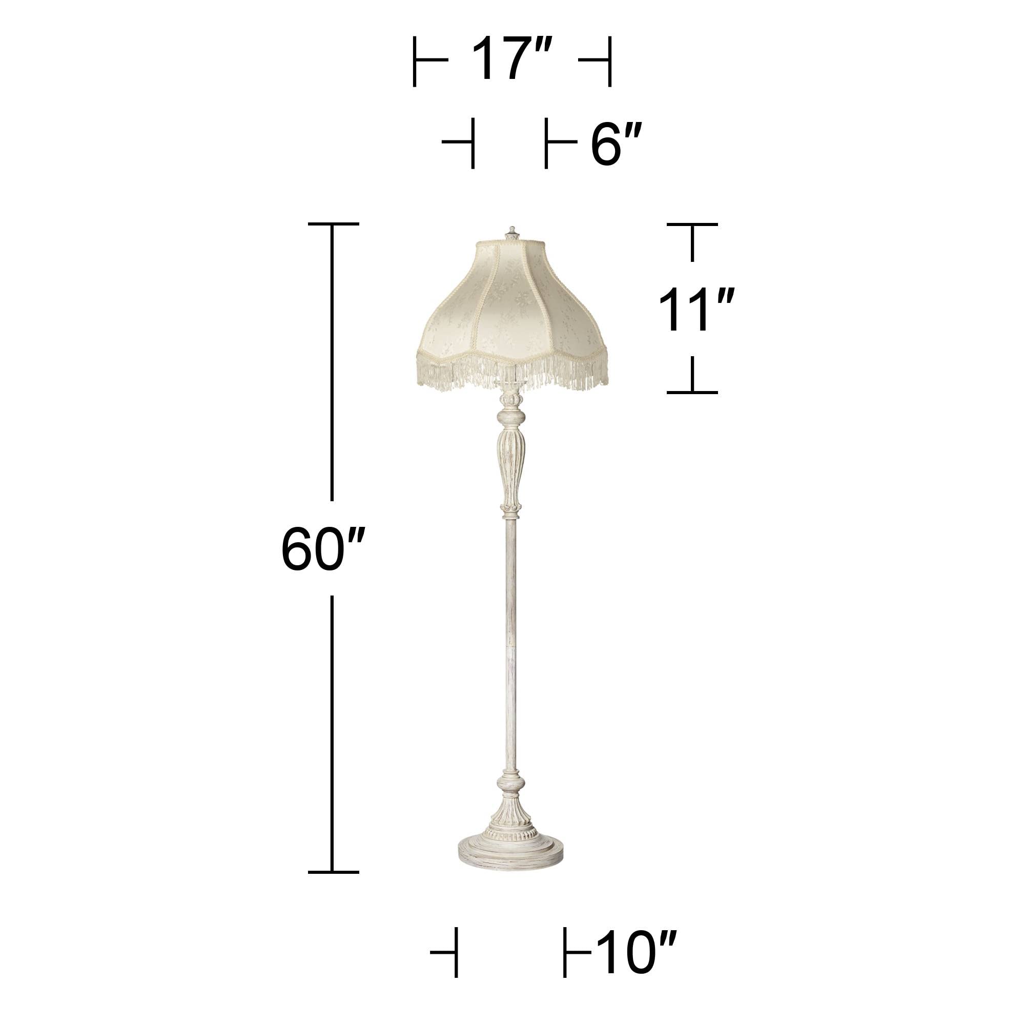 360 Lighting 60" Tall Scallop Shade Antique White Traditional Floor Lamp