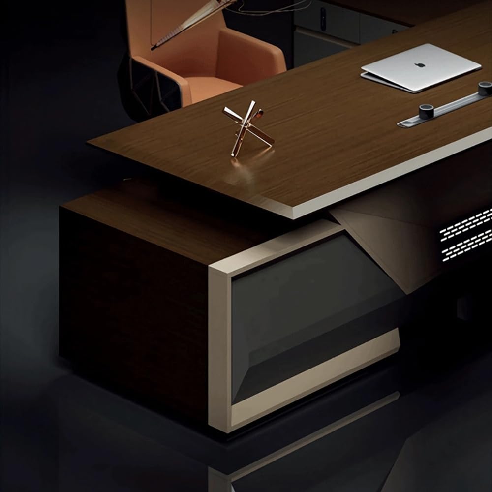 RAYFOKPK 94.5"/110.2 "Administrative Computer Desk, a Modern Simple and Luxurious L-Shaped boss, Manager and President's Desk, Used in The Living Room, Study Office.