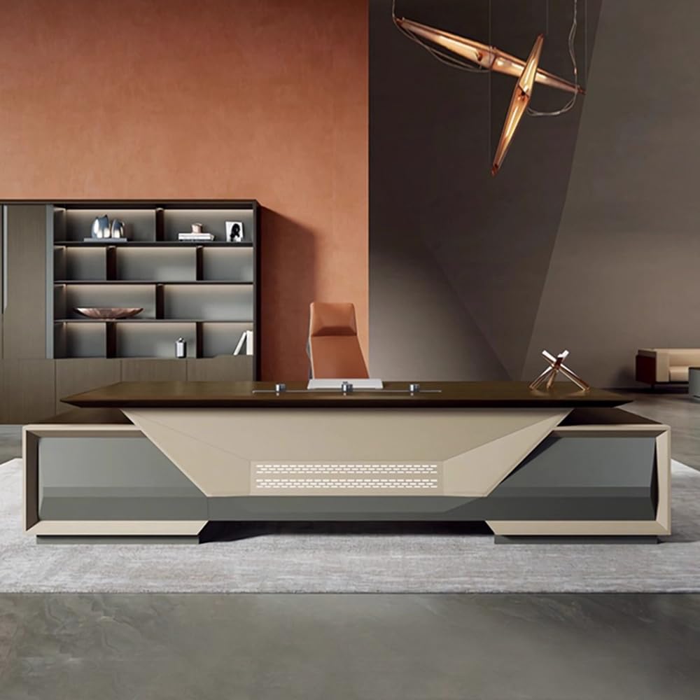 RAYFOKPK 94.5"/110.2 "Administrative Computer Desk, a Modern Simple and Luxurious L-Shaped boss, Manager and President's Desk, Used in The Living Room, Study Office.