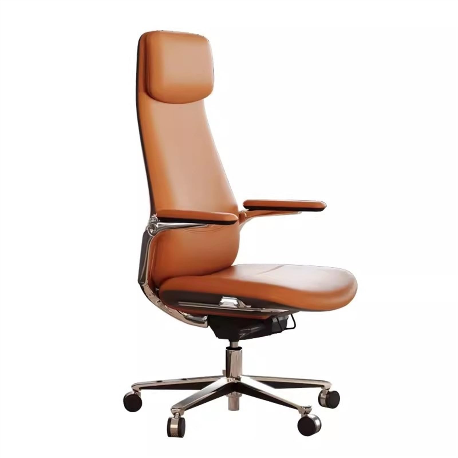 High-Back Leather Ergonomic Office Chair with Flip-Up Arms