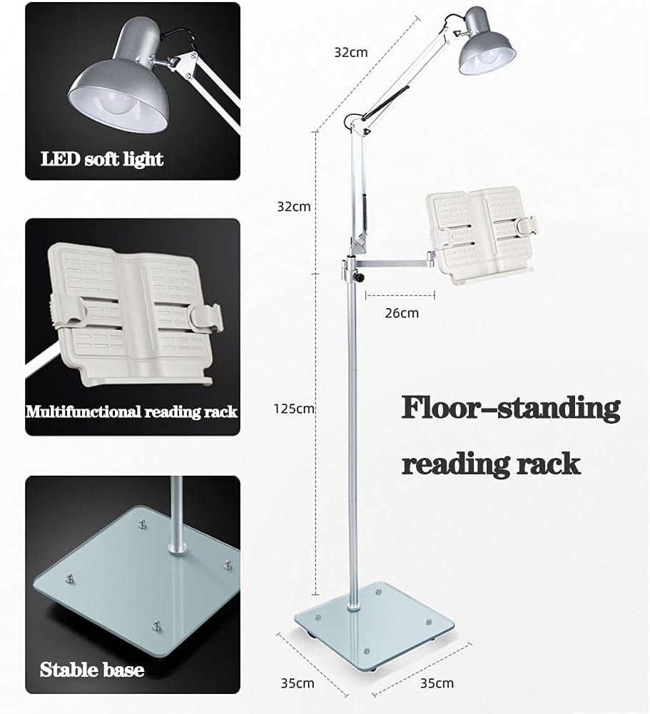 Yuidaaavzz Book Holder for Reading in Bed, Adjustable Handsfree Reading, Tablet Floor Stand with Wheels, Sheet Music Stand, for TextBooks,Magazines
