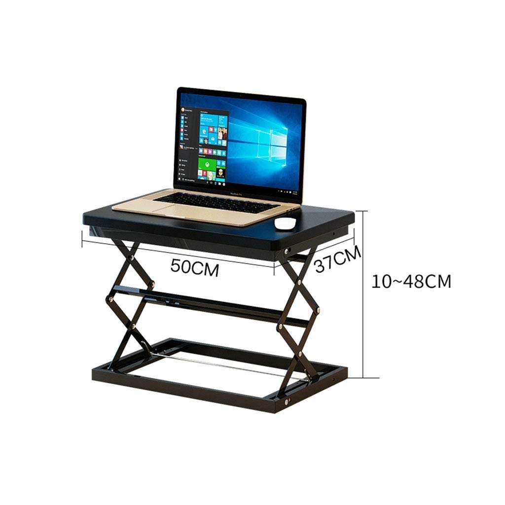 MVUYO Compact & Solid Aluminum Standing Desk, Desktop Platform Height Adjustable w/Smooth Air Assist, Instant Sit Stand Converter & Monitor Laptop Computer Riser at Home & Office (White)