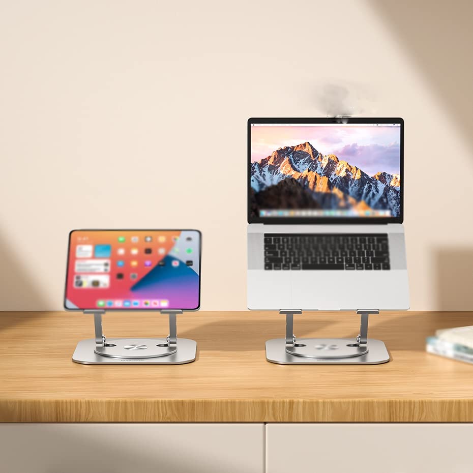 QERTYHJK Laptop Stand 360° Rotatable Notebook Holder Liftable Aluminum Alloy Compatible with