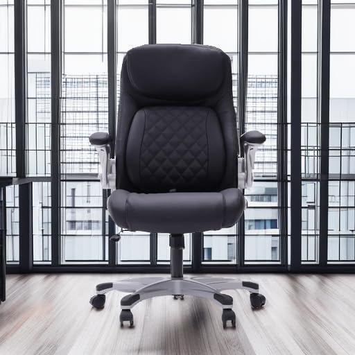 Nouhaus +Posture Ergonomic PU Leather Office Chair. Click5 Lumbar Support with FlipAdjust Armrests. Modern Executive Chair and Computer Desk Chair