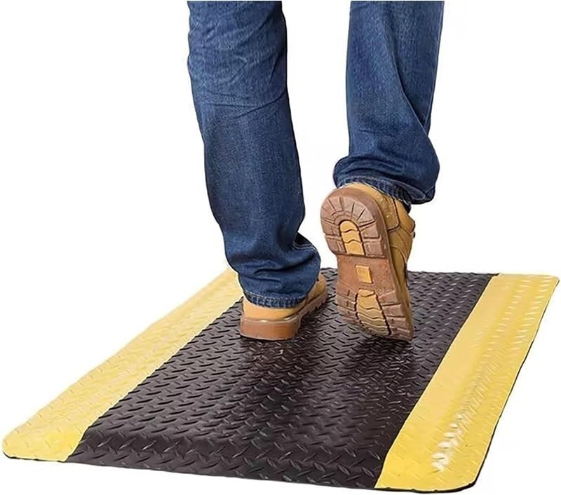 Anti Fatigue Mats Industrial 2/2.5/3 CM Thick Ergonomic Standing Floor Mat for Standing Heavy Duty Commercial Diamond Plate Border Safety Mat Support for Leg Pain