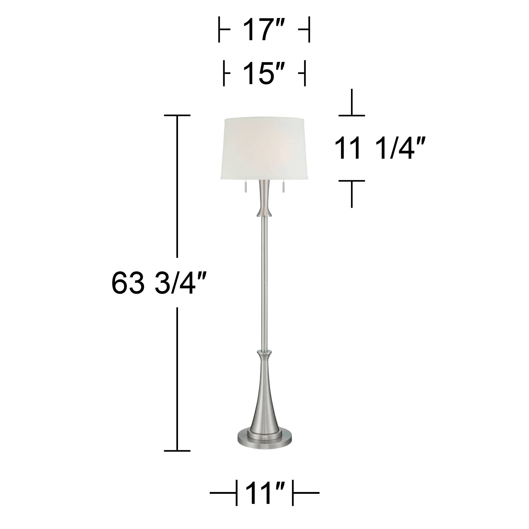 360 Lighting Karl 63 3/4" Tall Luxe Modern Brushed Nickel Floor Lamp