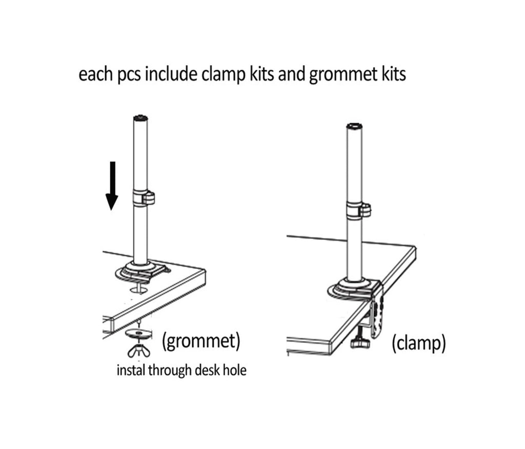 22-32" LCD TV Monitor Desktop Stand + 10-17" Laptop Stand with Gas Spring, Full Motion, 2-12kg, Dual-Arm Clamp