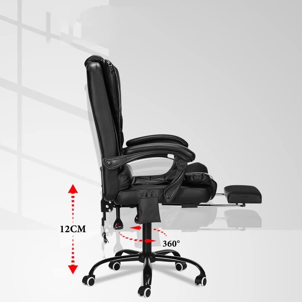 YNBJIL Adjustable Massage Office Chair Reclining High Back Chair Big Tall Leather Ergonomic Swivel Chair with Footrest