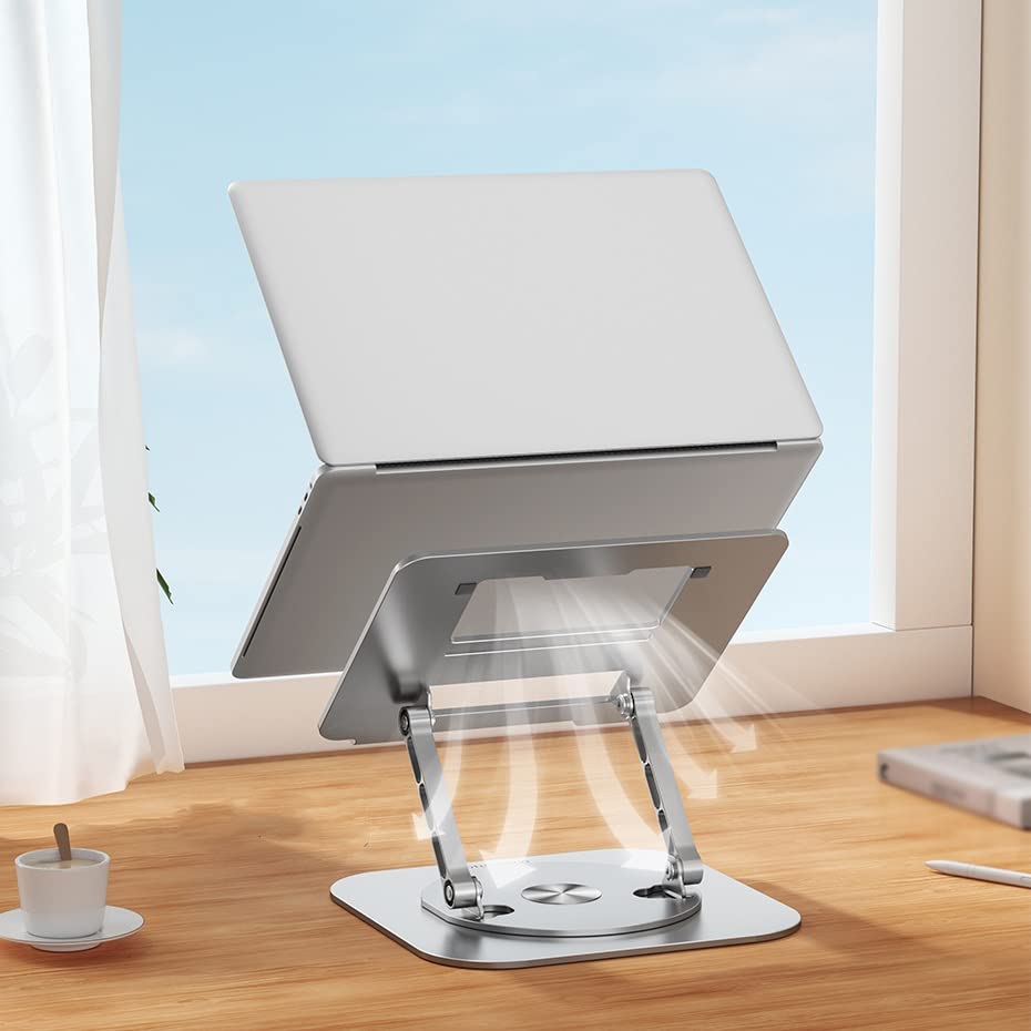 QERTYHJK Laptop Stand 360° Rotatable Notebook Holder Liftable Aluminum Alloy Compatible with
