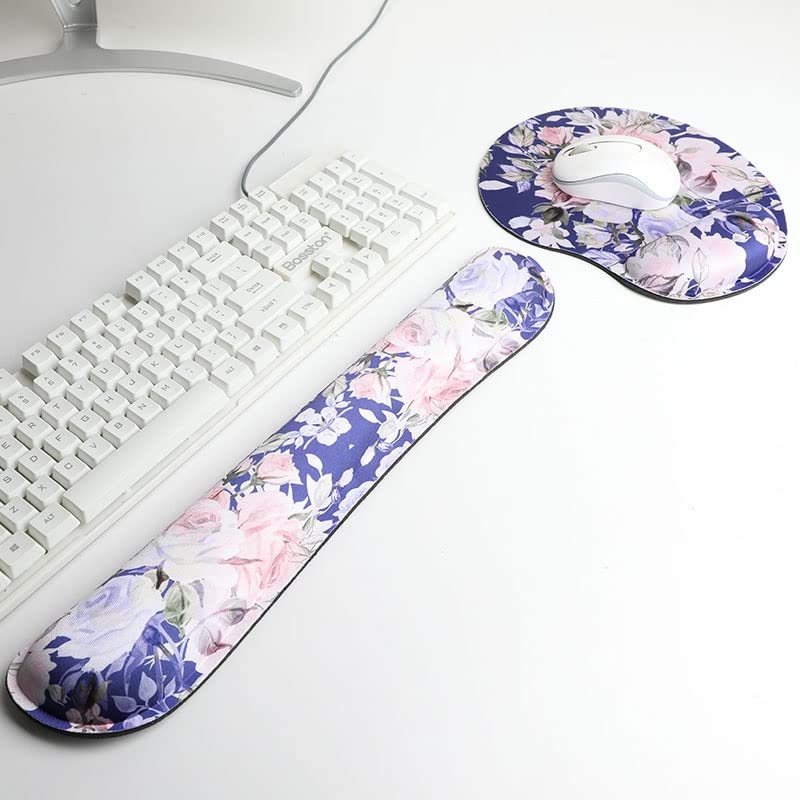 WERFOGH Pad Wrist Rest Rubber Base Memory Foam Set Desk Mat with Keyboard pad