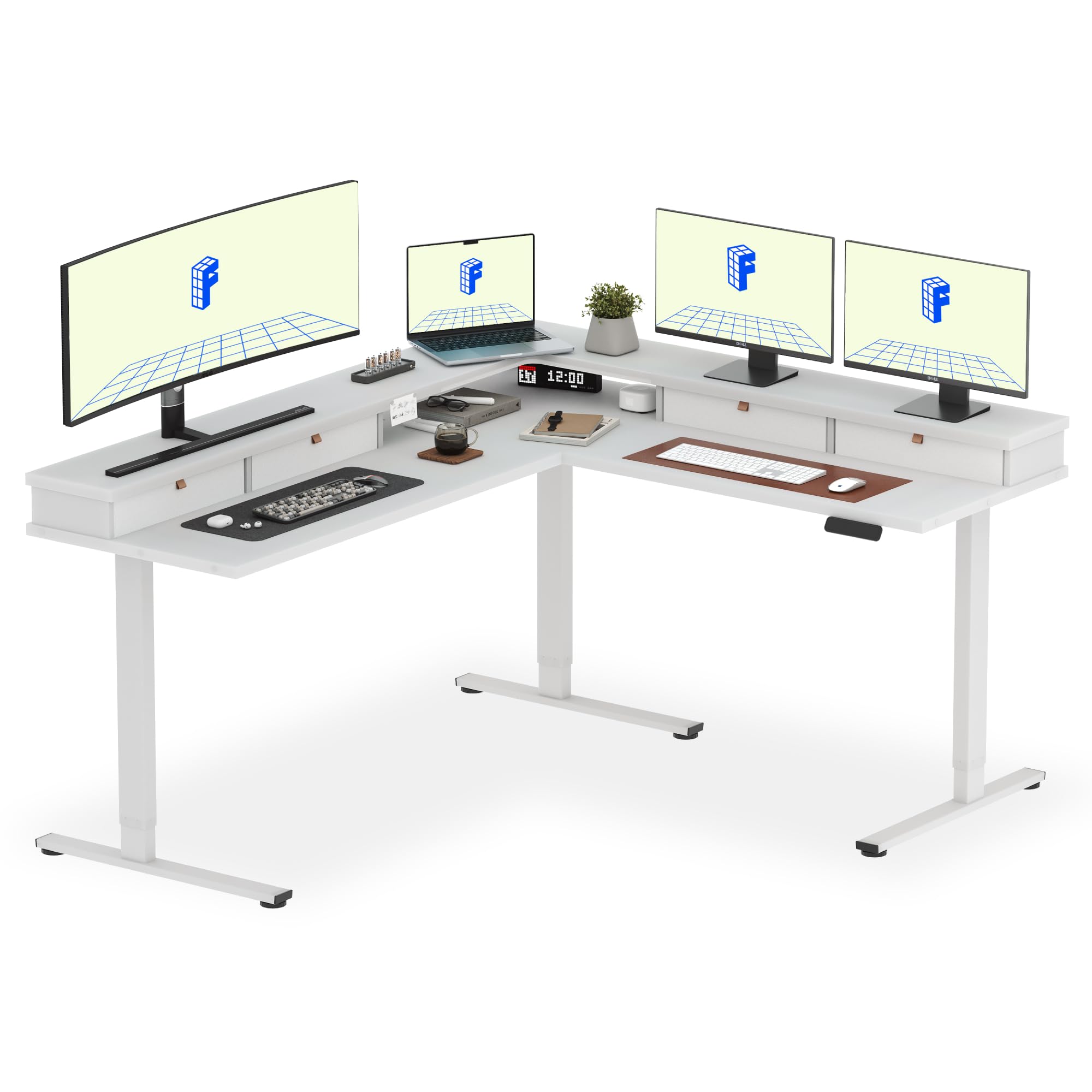 FLEXISPOT L-Shaped Height-Adjustable Corner Standing Desk