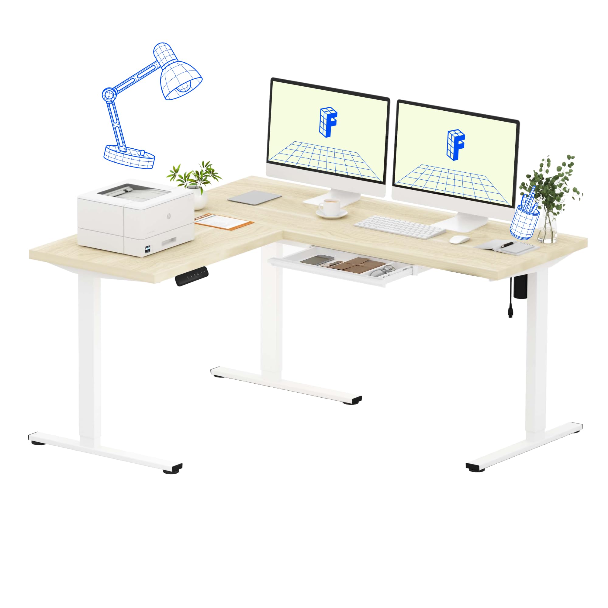 FLEXISPOT L-Shaped Height-Adjustable Corner Standing Desk