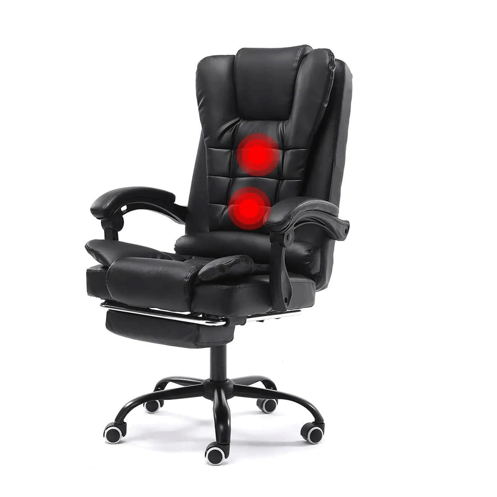 ZUIAI Adjustable Executive Massage Office Chair Reclining High Back Big Tall Leather Ergonomic Swivel Task Chair with Footrest