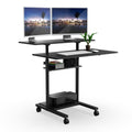 Mount-It! Wide Mobile Stand Up Desk | Height Adjustable Rolling Workstation with 40" Wide Table Tops | Multi-Purpose Rolling Presentation Cart with Four Platforms