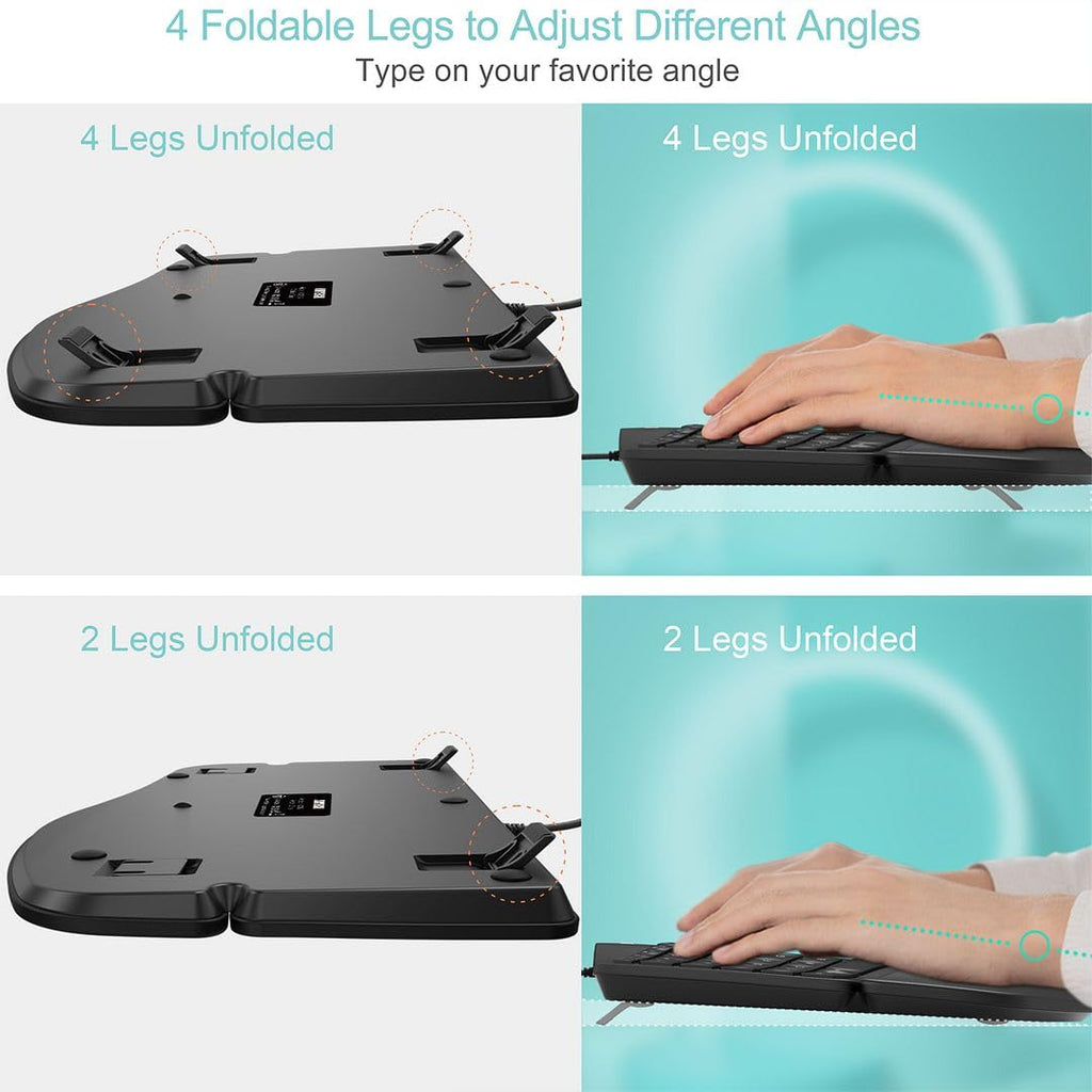 Arteck Split Ergonomic Keyboard with Palm Rest, USB Wired Backlit Keyboard