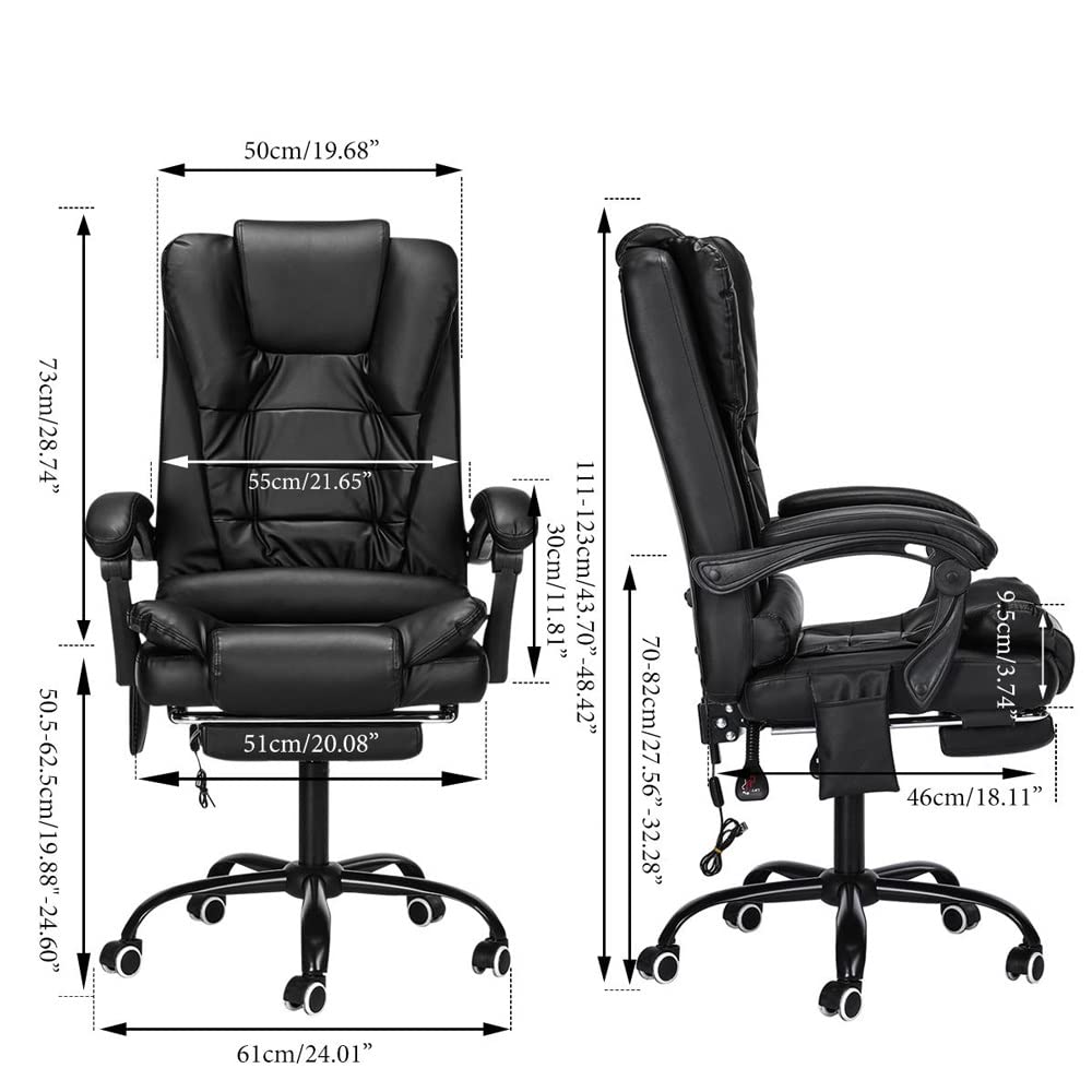YNBJIL Adjustable Massage Office Chair Reclining High Back Chair Big Tall Leather Ergonomic Swivel Chair with Footrest