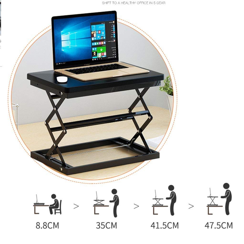 MVUYO Compact & Solid Aluminum Standing Desk, Desktop Platform Height Adjustable w/Smooth Air Assist, Instant Sit Stand Converter & Monitor Laptop Computer Riser at Home & Office (White)