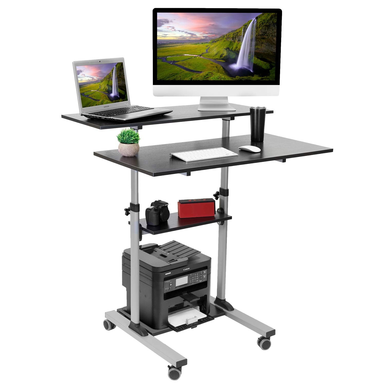 Mount-It! Wide Mobile Height-Adjustable Rolling Desk