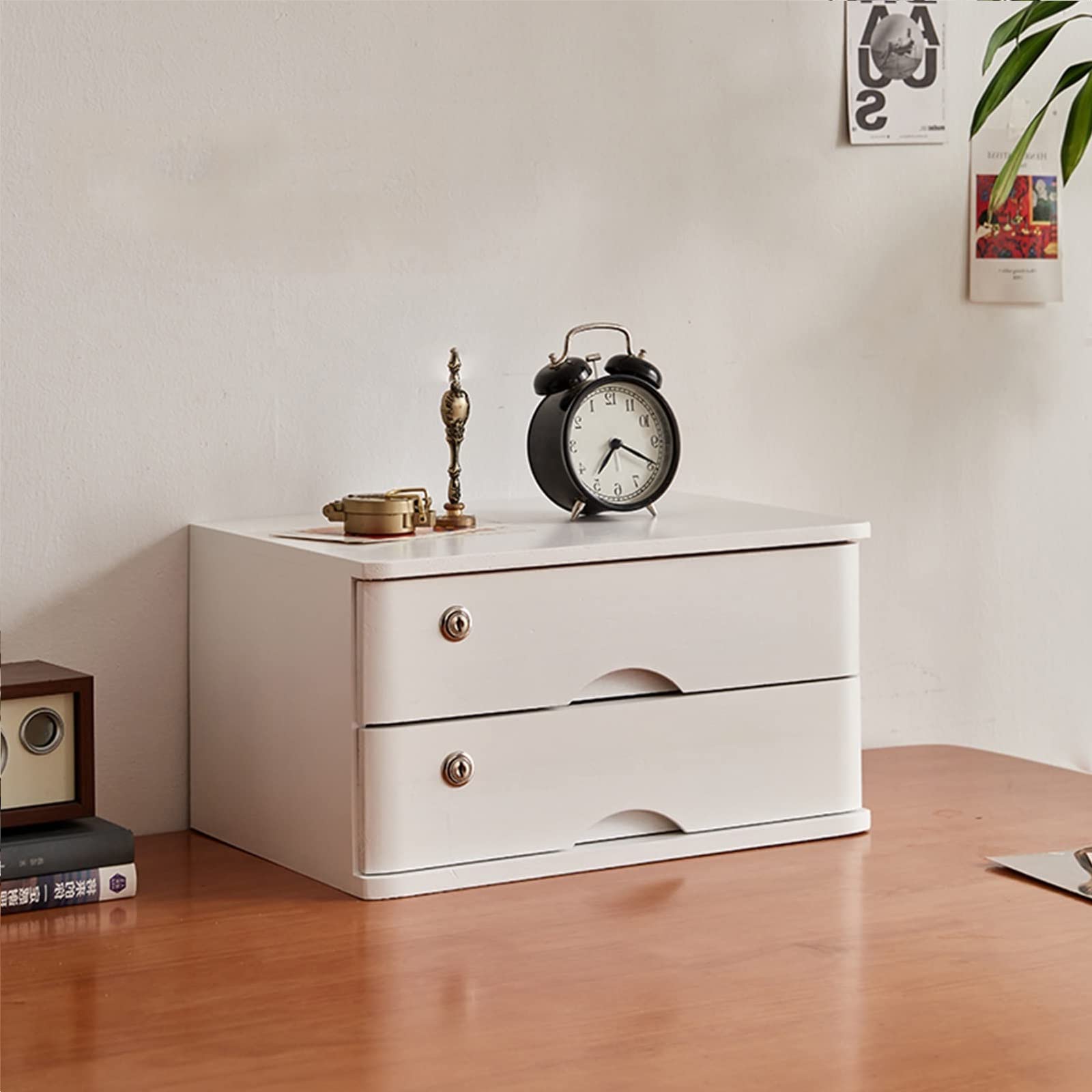 ZGLINMZ Lockable Wooden Desktop File Storage Cabinet