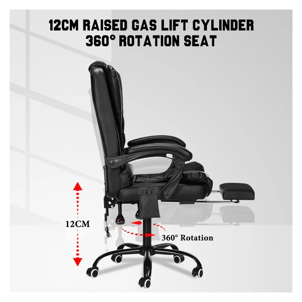 ZUIAI Adjustable Executive Massage Office Chair Reclining High Back Big Tall Leather Ergonomic Swivel Task Chair with Footrest