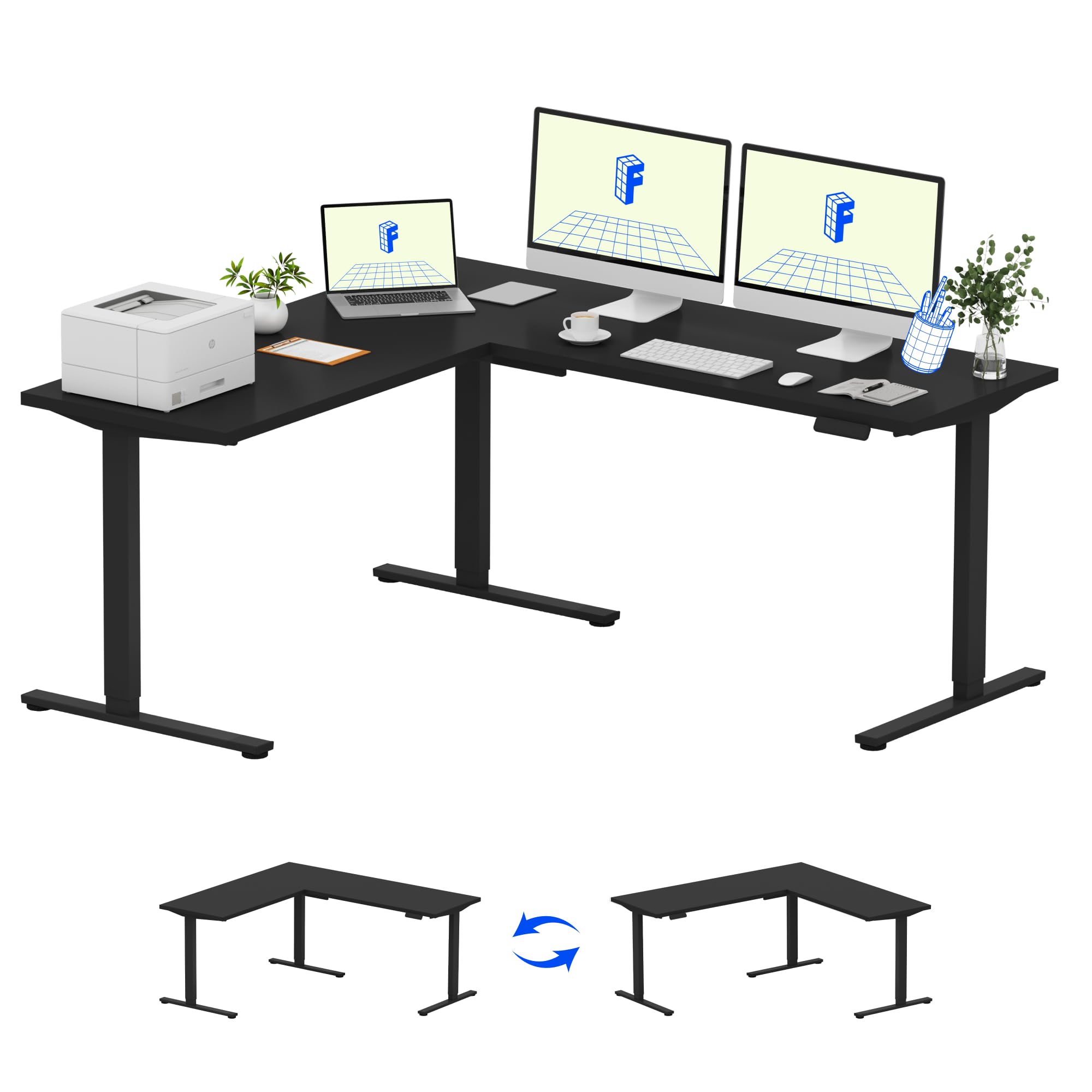 FLEXISPOT L-Shaped Height-Adjustable Corner Standing Desk